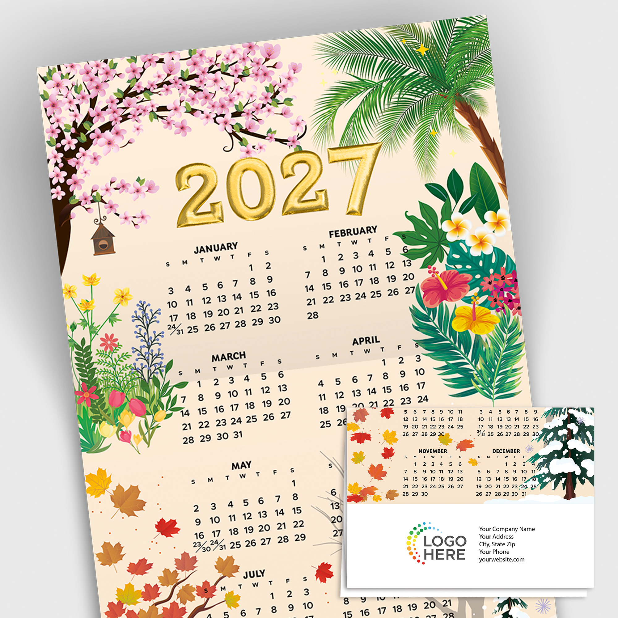 Seasons of Happiness Foil Calendar Card C3475U-AAA